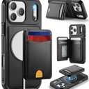 for iPhone 17 Pro Wallet Case Compatible with Magsafe, Magnetic RFID Blocking Card Holder Kickstand 2 in 1 Detachable Case for iPhone 17 Pro 6.3", Black