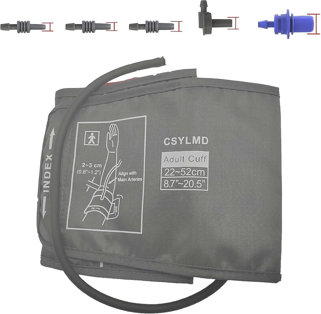 Extra Large Cuff Compatible with Most BP Monitors 9"-21" Inches (22-52CM) XL Blood Pressure Cuff Adult ARM BP Replacement Cuff for Big ARM (Large + 5 Connectors)