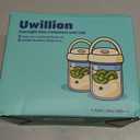 2 Pack Overnight Oats Containers with Lids and Handles, Folding Spoons & Divided Compartments for Fruit & Nuts, 16oz Mason Jars for Oatmeal Yogurt Container Chia Pudding Jars with lids (Cream 2pcs)