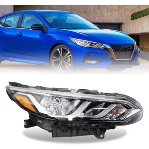 Halogen Headlights Compatible with 2020 2021 2022 Nissan Sentra S/SV Headlamp with Bulbs (Right Passenger Side)