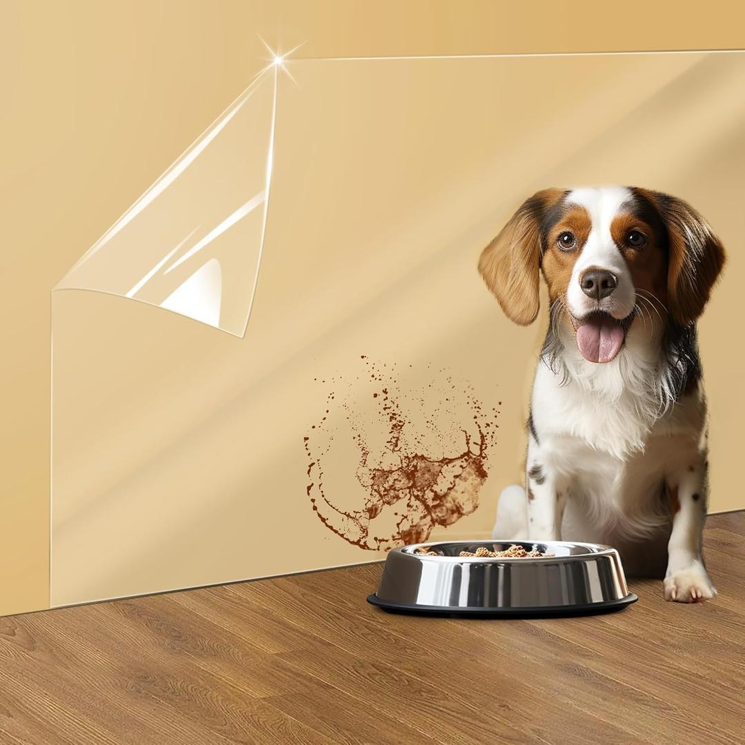 Clear Wall Protector, Non Adhesive Static Cling Removable Contact Paper, Plastic Stickers for Kitchen & Office from Trash, Chair Back, Wallpaper, Furniture, Door Scratch Dog Cat 6.6ft