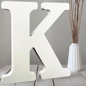 AOCEAN 10 Inch White Big Wood Letters, Unfinished Wooden Letters for Wall Decor Decorative Standing Letters Slices Sign Board Decoration for Craft Home Party Projects (K)