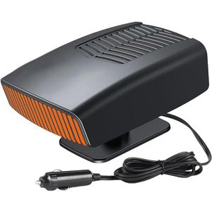 12 Volt Car Heater that Plugs into Cigarette Lighter, 150W Portable Windshield Defogger and Defroster, 360 Degree Rotary Base (Black)