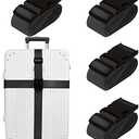 Luggage Straps for Suitcases TSA Approved Travel Belt 4 Pack by Chelmon (Black)