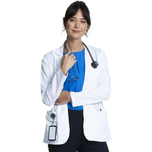 Cherokee Lab Coat Women 28" & 30" Medical Scrub Consultation White Lab Coat Long Sleeve with 3 Pockets Easy Care - CK451 (Small Tall)