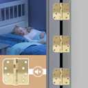 6 Pack Gold Ball Bearing Door Hinges, 4.0 x 4.0 Inches Heavy-Duty Stainless Steel Door Hinges for Exterior & Interior Doors, Square & 5/8'' Radius Corner