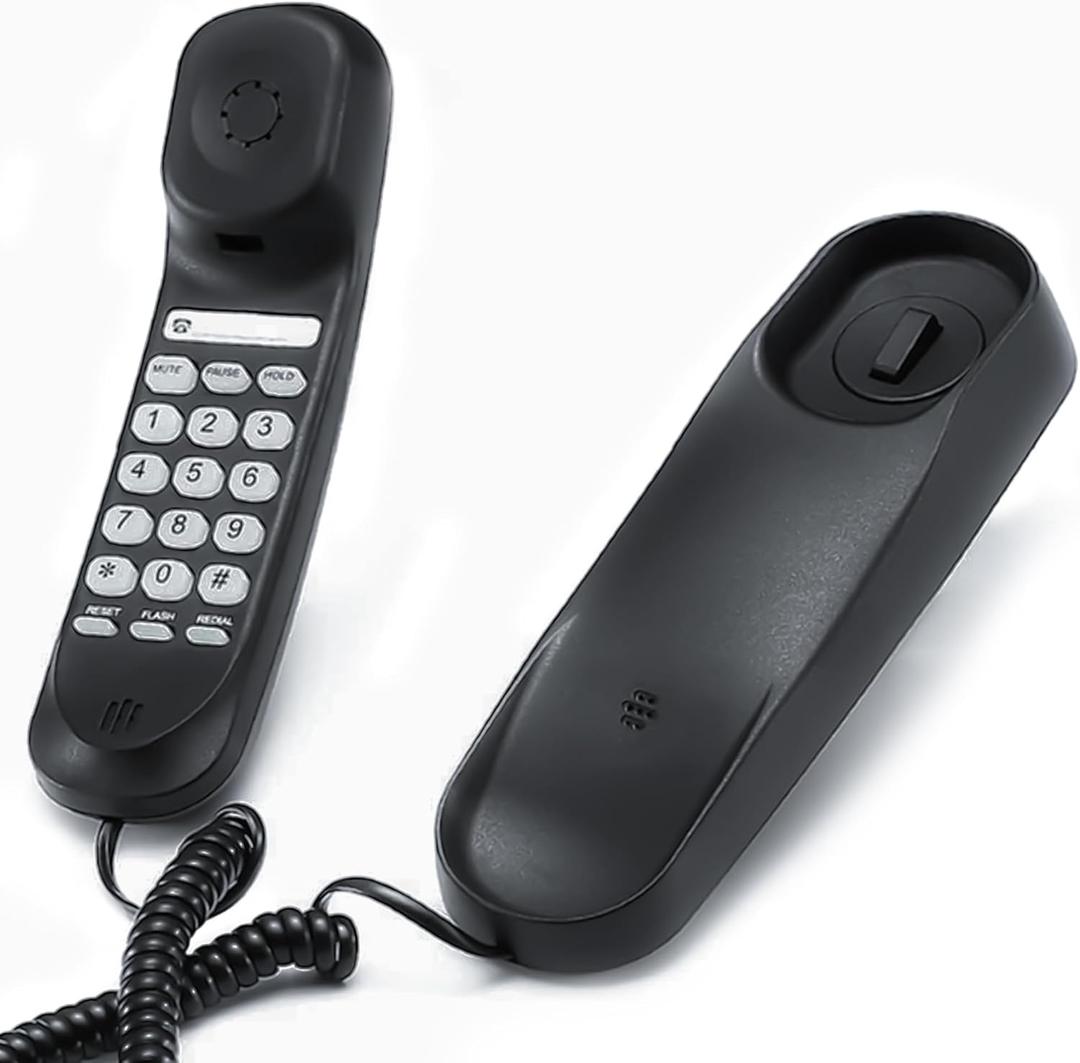 Landline Phone - Durable Corded Phone for The Office. mini Phone uses HD Sound Chips, Making The Sound Clearer. It is Suitable for Office and Home use, and More. (Black)
