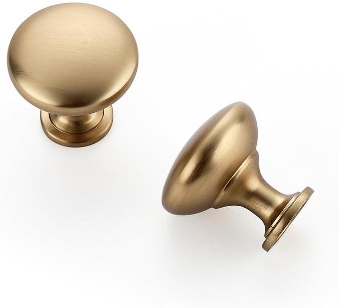 5 Pack Champagne Bronze Round Zinc Knobs for Kitchen, Bathroom, Closet, and Dresser Cabinets