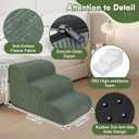 Large Dogs Stairs for Bed, Extra Wide Pet Step for Couch or Chair, 100lbs Load Capacity, 3-Step Stable & Sturdy Cat & Dog Ramp for Puppy Small Medium Senior Dog Essentials, Washable Cover,Green