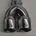 3 inch exhaust tip, universal stainless steel exhaust tailpipe dual tailpipe slant for most cars (Bent, silver white)