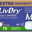 LivDry Adult Incontinence Underwear, Extra Absorbency Adult Diapers, Leak Protection, Medium, 76-Pack