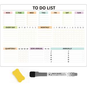 To Do List Planner Dry Erase Magnetic Schedules Chores Plan Whiteboard for Refrigerator-Daily Weekly and Monthly To Do List Checklist Planner Board for School, Home, Office