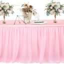 MAQIHAN 6 FT Pink Tulle Table Skirt  Table Skirt Tablecloth for Round Rectangular Tables Made of Tutu Fabric Restaurant Dessert Table Wedding Birthday Party Decor Disposable