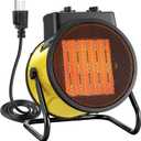 Electric Heater for Indoor Use, 1500W Quick Heating Portable Garage Heater with 90 Adjustable Angle, Space Warmer Suitable for Greenhouse Garage Tent Indoor Outdoor (Yellow, 1 Pcs)