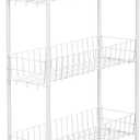 Household Essentials 05121 Slim Line 3-Tier Metal Storage Cart | Laundry Room Rolling Organizer | White, 29.875" x 19.5" x 7"