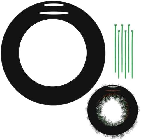 Maasechs 1 Piece Door Protecting Holiday Wreath Pad with Ties Rubber Pad Door Protector Prevent Scratches for Christmas Seasonal Decorative Protection Walls Glass (Fits 24 to 26 Inch Wreaths,Black)