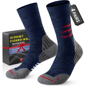Crew Compression Socks for Men Women - Mild Support, Wicking Cushioned Compression Running Socks for Sport Basketball (Blue, L)