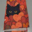 Artoid Mode Black Cats Red Hearts Valentine's Table Runner, Wedding Kitchen Dining Table Decoration for Home Party Decor 13x72 Inch