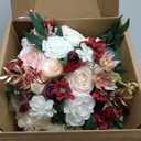 Ling's moment Artificial Bridesmaid Bouquets Set of 6,Burgundy Wedding Flower Bouquets Pink Floral Bouquet Mashala Bridal Bouquets with Ribbon,Ceremony,Anniversary,7inch Diameter