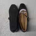 Mary Jane Flat Shoes with Arch Support and Hidden Wedge Heel, Women Ballet Flats, Mary Jane Flats, Comfortable Dress Shoes (6.5, Black)