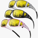 Anti-Glare Night-Driving Glasses Fit-Over-Glasses: Night Vision Glasses for Men Wrap-Around Glasses for Women