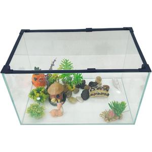 Magnetic Fish Tank Cover with Dark Grey Frame Grey Fiberglass Mesh, DIY Aquarium Lid for Preventing Fish from Jumping Out and Reptile Escaping, Adjustable Size Fit Tank Size Max 35''x19''