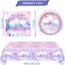 2 x 41pcs Purple Birthday Party Tableware, 20 Plates and 20 Napkins and Tablecloth54'' x 108 ''Purple Party Supplies