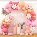 Daisy Balloon Garland Pink Blush Pastel Orange White Balloons with Flower Clips Rose Gold Confetti Balloon Arch Kit for Boho Daisy Baby Shower Party Decorations