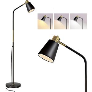 Floor Lamp, 3-Color TemperatureFloor Lamps for Living Rooms & Bedrooms, Farmhouse Reading Lamp - Standing, Adjustable Metal Heads Indoor Task Lighting for Living Room Bedroom Office (3-Color Black)