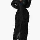 LETSVDO Women's Maxi Off Shoulder Dress Long Sleeve Button Down Ruffle Mesh Bodycon Sexy Dresses Stretchy XL