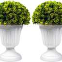 Sunnyglade 2 PCS 17 Artificial Plastic Pine Cone-Shaped Leaves Topiary Ball TreeFaux Potted Decorative Topiary PlantUV Resistant Fake Plant in Pot for Home Gate Indoor Outdoor Patio Office Decor