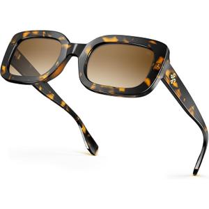 VISOONE Chunky Rectangle Sunglasses Women Men 90s Vintage Retro Accessories UV400 Protection Narrow Square Shades Harmony (Coco Tortoise)