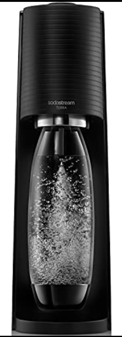 SodaStream Terra Sparkling Water Maker (Black) and Dishwasher Safe Bottle