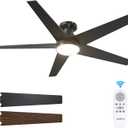 addlon Ceiling Fans with Lights, 52 inch Low Profile Ceiling fan with Light and Remote Control, Flush Mount, Reversible, 3CCT, Dimmable, Noiseless, Black Ceiling Fan for Bedroom, Indoor/Outdoor Use