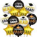 KatchOn, Congrats Grad Balloon Set - 18 Inch, Pack of 12 | Congrats Grad Balloons for Graduation Decorations 2026, Black and Gold Graduation Balloons, Congrats Grad Decorations, Grad Party Dcor
