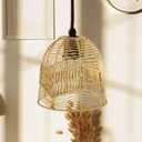 Rattan Lamp Shade, Boho Wicker Woven Pendant Light Lamp Shades Replacement for Chandelier, Floor Table Hanging Light