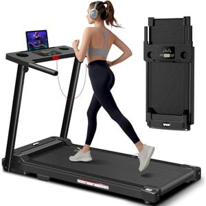 AoraPulse Portable Foldable Treadmills for Home, Small Folding Treadmill for Home Office with 300 LBS Capacity, Walking Running Exercise Electric Compact Treadmill with LED Display (Black)