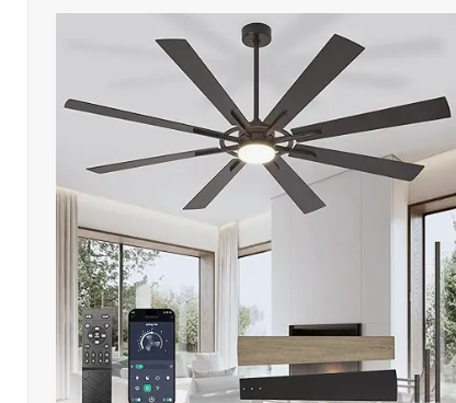 DLLT 66-Inch Ceiling Fan with Light: Farmhouse 8-Blade Black Wood Grain Indoor Outdoor Fans with Remote App Control Dimmable Light - Ultra Quiet DC Motor Reversible 6 Speed Timer DLLT 66-Inch Ceiling Fan with Light: Farmhouse 8-Blade Black Wood Grain Indoor Outdoor Fans with Remote App Control Dimmable Light - Ultra Quiet DC Motor Reversible 6 Speed Timer