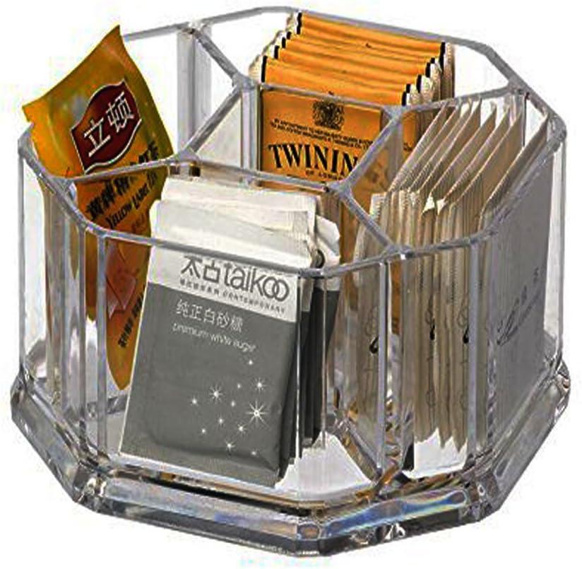 Acrylic Tea Bags Holder Coffee Sugar Bag Case Guest Room Organizer Storage Boxes-5 Department for Kitchen,Home (L16*W.16*H.8cm)