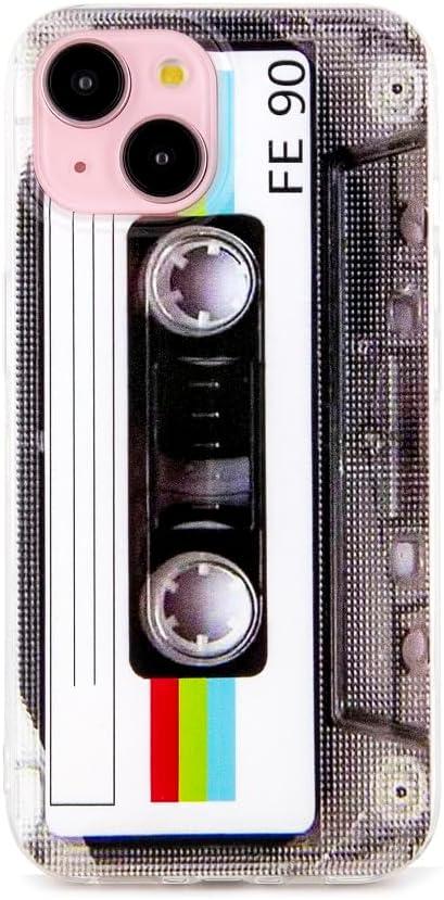 Case for iPhone 15 Matte Finish Heavy Duty Soft Back Cover with Reinforced Corners TPU Soft Bumper Retro Cassette Tape Case Compatible with iPhone 15