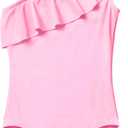 Snowheart Girls Swimsuit Adjustable Shoulder Strap UPF50+ One-Shoulder Ruffle Bathing Suit 3-12T