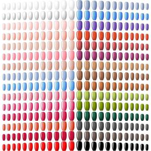Maitys 720 Pieces 30 Sets Medium Square False Nails Artificial Ballerina Glossy Press on Nails Solid Color Coffin Fingernail for Women Girls Accessories(Fresh Colors)