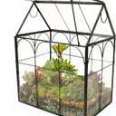 ELEGANTLIFE Glass Geometric Plant Terrarium,Succulent & Air Planter for Home Garden Office Decoration (Black House)