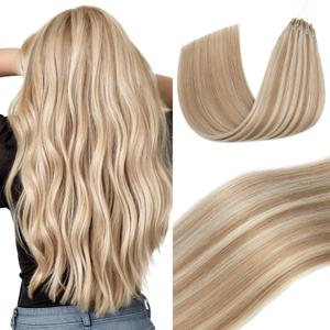 Elailite K Tip Hair Extensions Human Hair Real Remy Hair Golden Brown & Bleach Blonde 20 Inch U Tip Ktip Utip Keratin Bond Hot Fusion Pre Bonded Hair Extensions for Women 50G 50Strands