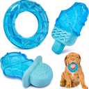 3 Pack Puppy Teething Toys Freezables Relieve Teething Pain and Itching,Large Capacity Frozen Puppy Toys for Teething with Long Lasting Freezing Effects.Fillable Puppy Teething Rings (Blue)