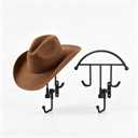 2 Pack Cowboy Hat Rack for Wall, Metal Western Hat Hanger with Hooks, Wall Mount Cowboy Hat Holder Organizer for Wide Brim Hats, Matte Black Hat Hook Rack for Entryway and Bedroom Decor