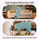 DENTRUN Cat Clothes for Hair Control with Hair Sticky Fabric - Soft Recovery Suit & Breathable Lint-Resistant Cat Sweater for Cats Only, Kitten Onesie Pajamas, XXL, Bean Green