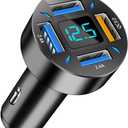 Ankuee 4 Ports USB Car Charger, 66W Super Fast Charging with QC 3.0, PD 20W and USB 2.4A Charger Adapter, Quick Charge with LED Voltmeter, Auto Cigarette Lighter Plug (QC3.0, 1PCS)