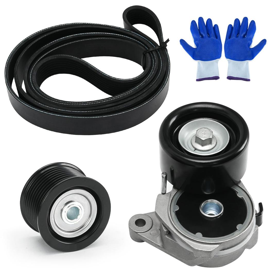 Serpentine Belt Tensioner Idler Pulley Drive Kit Compatible with Lexus LX570 GX460 Toyota Tundra Sequoia Land Cruise 4.6L 5.7L V8 2007-2018, Replaces 90K-39185 39185 36370 8PK2415