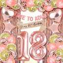 18th Birthday Decorations For Girls Happy 18 Birthday Decorations For Girls 18 Letter Balloon Numbers Happy 18th Birthday Banner Decor Rose Gold eighteen Girl Time To Adult Banner